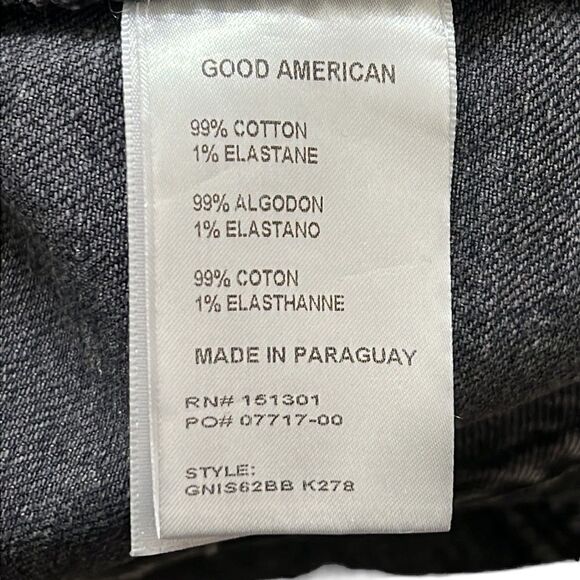 Good American Jean Shorts Woman’s Size 15 Black Denim Cut Off Raw Hem 3” Inseam - Picture 9 of 9